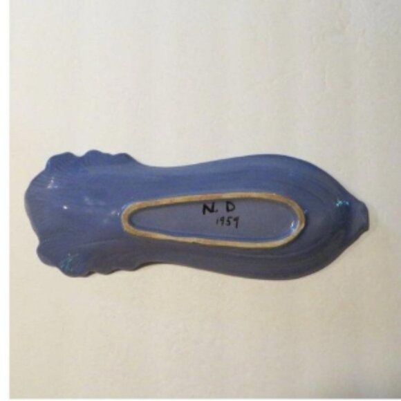 Vintage MCM Kitchen Decor Celery Dish Blue 1959 Dining Table Decor And Use - Picture 5 of 8